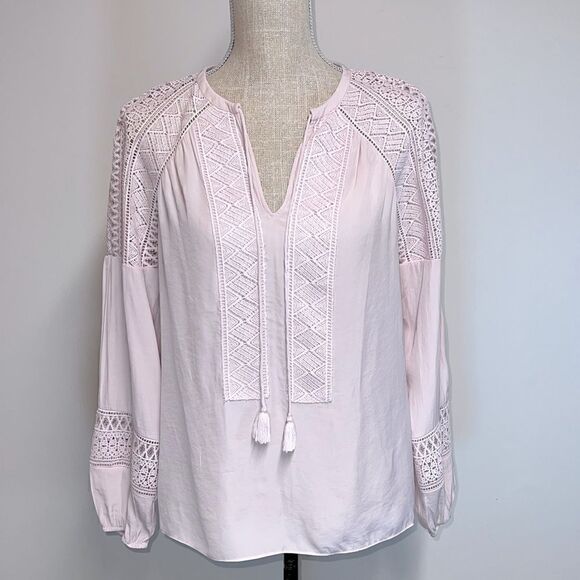 NWOT Ramy Brook New York Winnie Crochet Lace Embroidered Peasant Blouse Rose S - Picture 1 of 9
